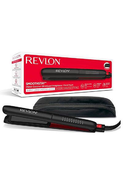 Revlon Smoothstay Coconut-Oil Infused Hair Straightener with Travel Pouch Black Length:37 cm
