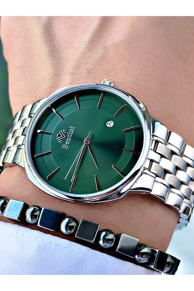Bentini Men's Wrist Watch with Calendar – Steel Band, Waterproof, 2-Year Warranty, Gift Bracelet