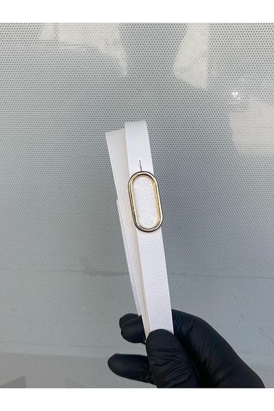 Gesa 100% Genuine Leather Thin Gold Buckle White Belt