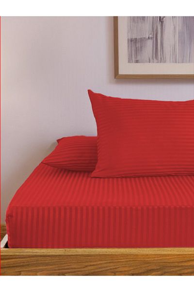 SENNORA Deluxe Series Cotton Satin Fitted Sheet Set Striped Double