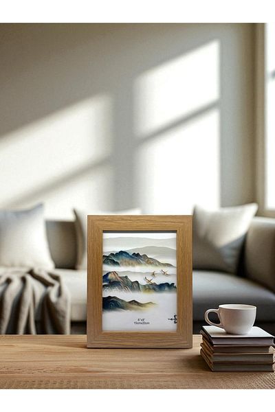 CİHO Ciho 15×20 cm Glass Wooden Decorative Contrast White Detailed Photo / Memory Frame