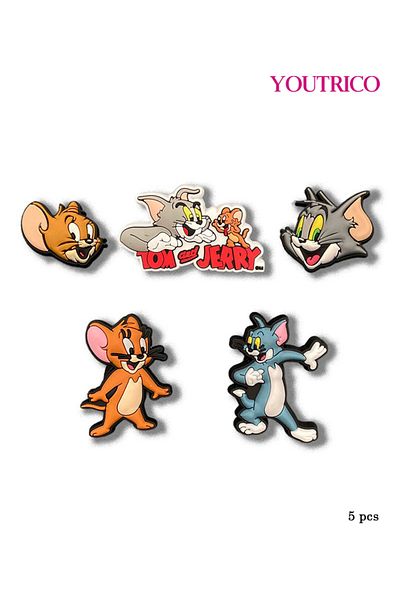 Youtrico 5pcs Cute Cartoon Jibbitz Charms for Crocs - Playful Slipper Ornament Set