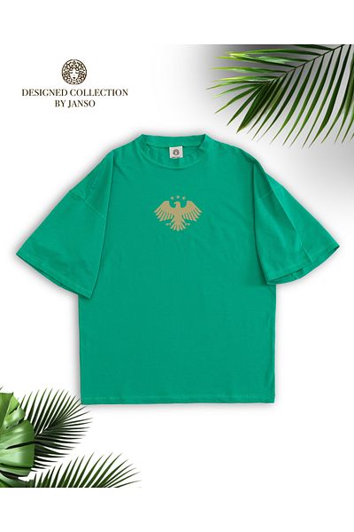 ACTIVE MODA -Womencotton Printed Eagle of Syria Tshirt Oversize Big Size