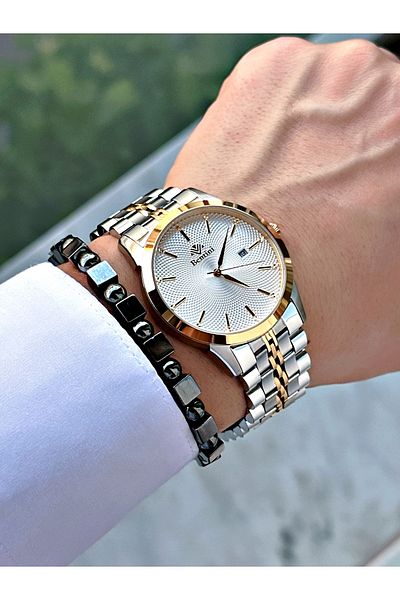 Bentini Men's Wrist Watch with Calendar – Steel Band, 3 Atm Water Resistant, 2-Year Warranty, Gift Bracelet