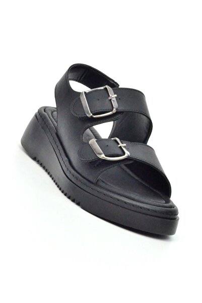 Ventes صندل بكعب سميك وحزام مزدوج من الجلد 581602Z