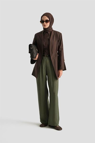 Armine Belted Palazzo Trousers 25Y2810 Khaki
