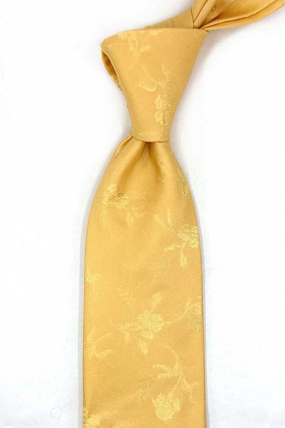 Kravatkolik Curragheen Style Yellow Plain Italian Silk Tie Ik1935