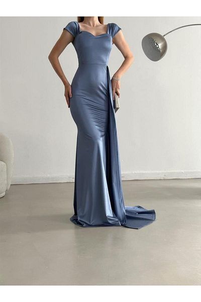 Modafeminen Φόρεμα Maxi Boy από σατέν ύφασμα 582441INDIGO