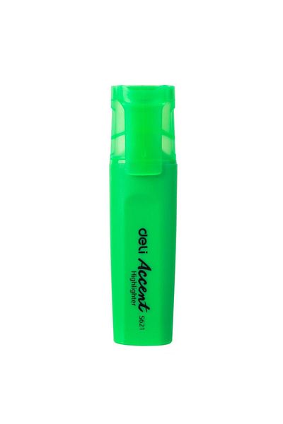 Deli Marker textual verde Accent S621, vârf daltă 1 până la 5 mm, cerneală pe bază de apă, capac cu clips ergonomic