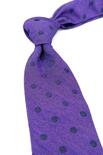 Kravatkolik Leesdale Style Dark Lilac Polka Dot Pattern Italian Silk Tie Ik1928