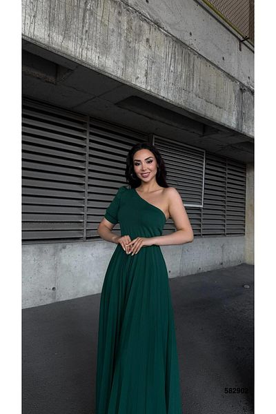Modafeminen Βραδινό φόρεμα με πλισέ με έναν ώμο 582902 Emerald