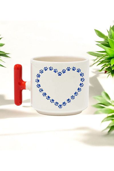 BB TRADE Love Infinity Designed Red t Handled Ceramic Printed Mug Cup 250 ml