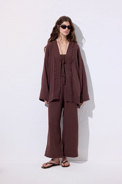Manuka Muslin Tie Trousers Bitter Brown