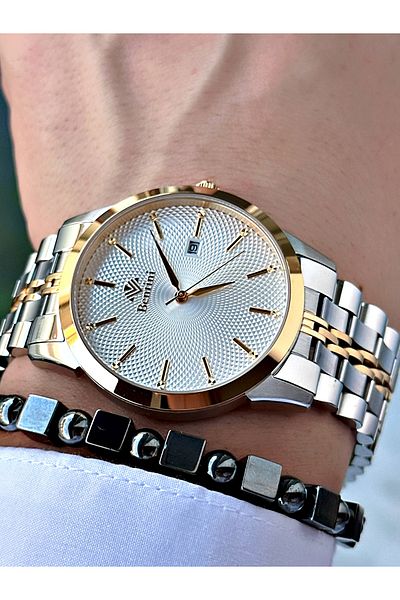 Bentini Men's Wrist Watch with Calendar – Steel Band, 3 Atm Water Resistant, 2-Year Warranty, Gift Bracelet