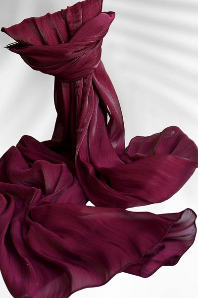 Amine Hüma Satin Textured Janjan Evening Dress Shawl Burgundy