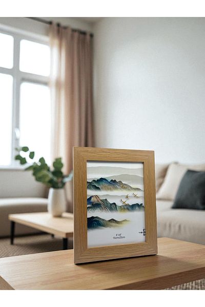 CİHO Ciho 15×20 cm Glass Wooden Decorative Contrast White Detailed Photo / Memory Frame