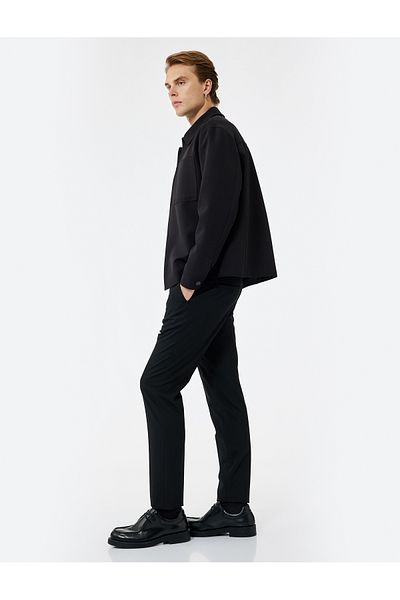Koton Slim Fit Fabric Trousers with Button Pocket Detail