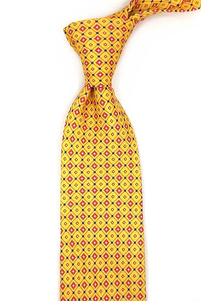 Kravatkolik Ardrah Style Yellow Small Pattern Italian Silk Tie Ik1947