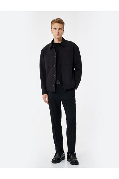Koton Slim Fit Fabric Trousers with Button Pocket Detail