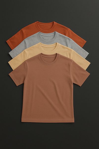 BYBÜLENT Ανδρικό μπλουζάκι 4 Pack Basic Casual Cut Orange Mink Grey Cream T-Shirt