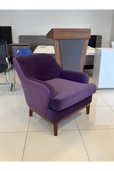ELIT OFİS BERJER Çift Dokulu Tekli Koltuk Mor Kadife Deri Detaylı