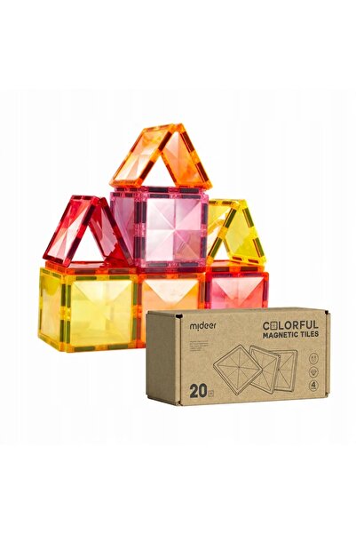 Mideer Renkli Magnetic Tiles – Sıcak Renkler (20 Parça)