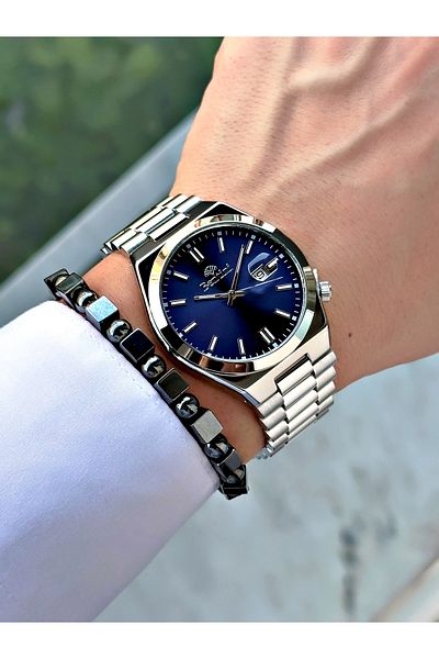 Bentini Men's Wrist Watch with Calendar – Steel Band, 3 Atm Water Resistant, 2-Year Warranty, Gift Bracelet