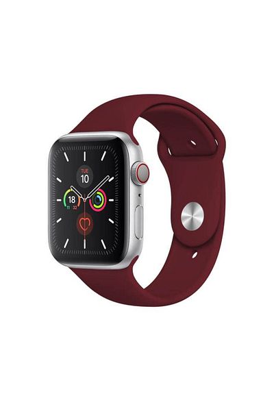 THD Silicone strap, THD, compatible with Apple Watch 42 mm series 10, Apple Watch SE 40 mm, S/M, burgundy