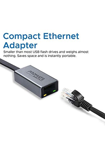 Promate USB-C to Ethernet Adapter, USB Type-C to 1Gbps RJ45 Gigabit Ethernet LAN Network Adapter for