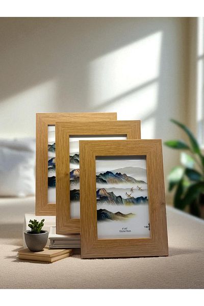 CİHO 3 Size (10×15/13×18/15×20 cm) Glass Wooden Decorative Contrast White Photo/Memory Frame