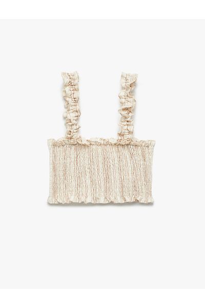 Koton Cotton Gipeli Ruffle Strap Crop Blouse