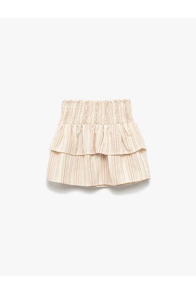 Koton Layered Gipeli Cotton High Waist Pleated Skirt