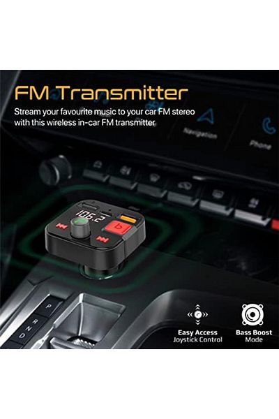 Promate Wireless FM Transmitter, In-Car Bluetooth V 5.1 Transmitter Car Kit with 18W Qualcomm QC 3.0