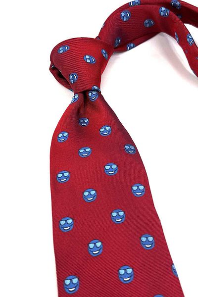 Kravatkolik Red Smiley Emoji Italian Silk Tie Ik1932