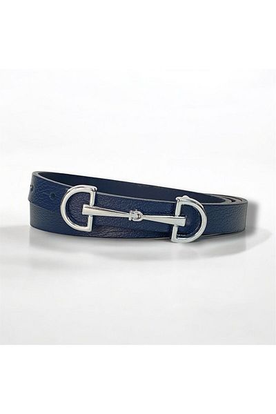Kemerix 100% Genuine Leather Silver Buckle Thin Belt