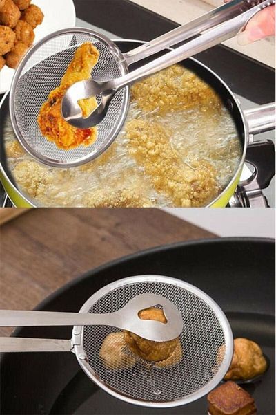 Tiesa Home Stainless Steel Oil Strainer Frying Boiling Tongs Colander