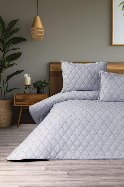 BELENAY HOME Vita 3 Piece Bedspread Set – 100% Cotton Double, Fiber Filled, Flounced Pillowcase