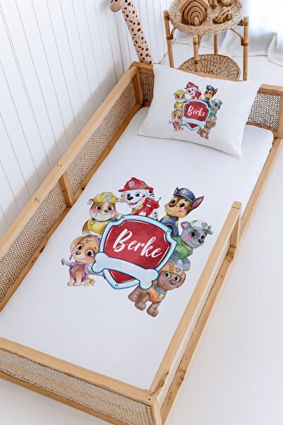 Lilabio %100 Pamuk İsme Özel Montessori Yatak Pike Seti 100x200 Paw Patrol