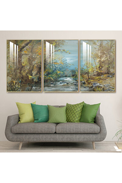 SND ثلاث لوحات جدارية خشبية مع برواز خشبي شامبين و طبقة من الاكريلك الشفاف