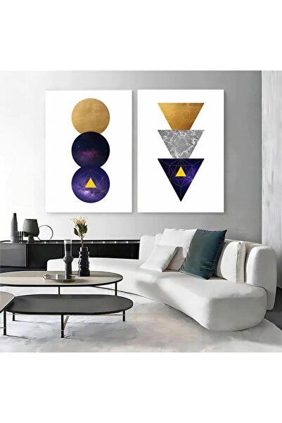 Marktna لوحة قماشية ثنائية بتصميم تجريدي مع برواز خشبي مخفي