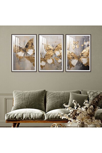 SND ثلاث لوحات جدارية خشبية مع برواز خشبي شامبين و طبقة من الاكريلك الشفاف