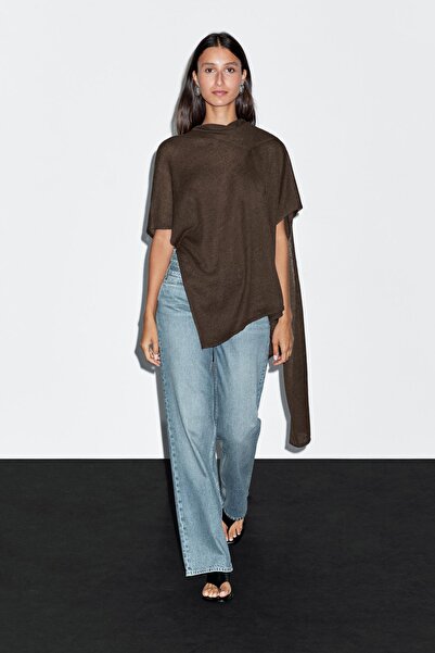 Massimo Dutti Atkılı triko pelerin