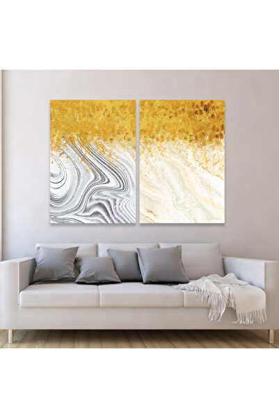 4gdran لوحة قماشية ثنائية بتصميم مودرن مع برواز شامبين مجوف