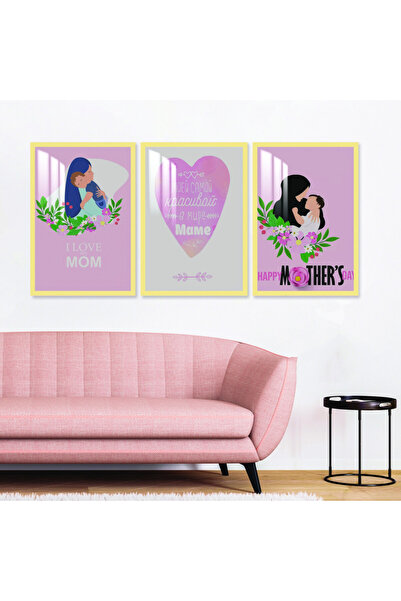 SND ثلاث لوحات جدارية خشبية مع برواز خشبي ذهبي و طبقة من الاكريلك الشفاف