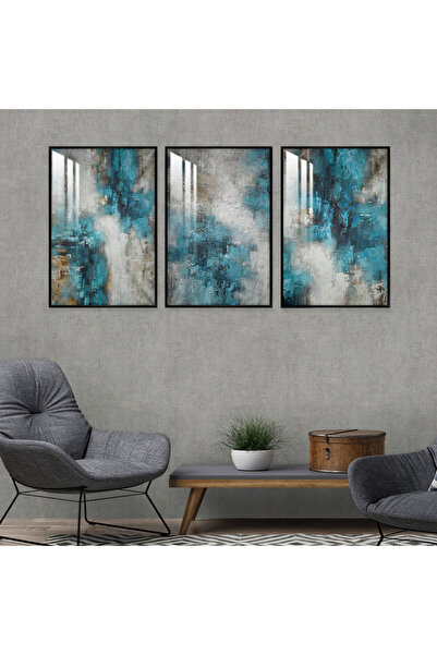 SND ثلاث لوحات جدارية خشبية مع برواز خشبي اسود و طبقة من الاكريلك الشفاف