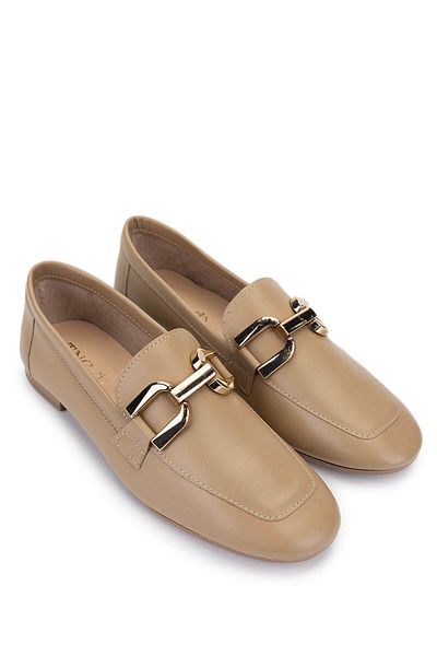 Tamer Tanca Women's Genuine Leather Caramel Loafer Shoes