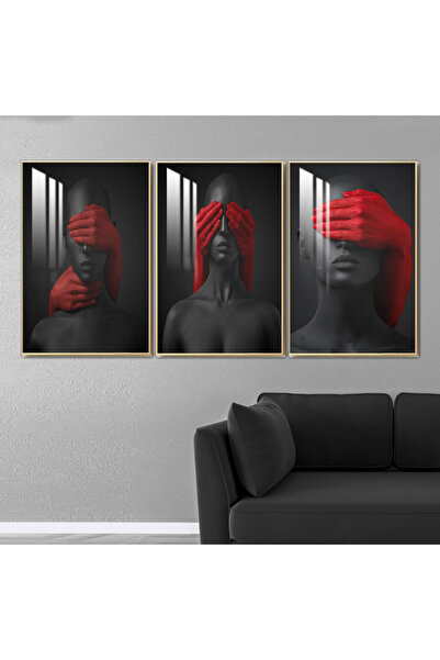 4gdran ثلاث لوحات جدارية خشبية مع برواز خشبي شامبين و طبقة من الاكريلك الشفاف