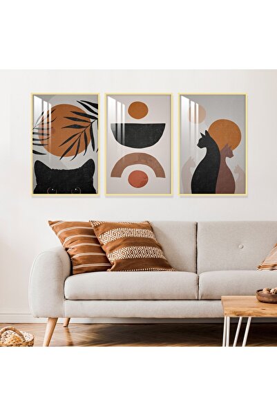 4gdran ثلاث لوحات جدارية خشبية بتصميم الفن البوهيمي مع برواز خشبي ذهبي و طبقة...