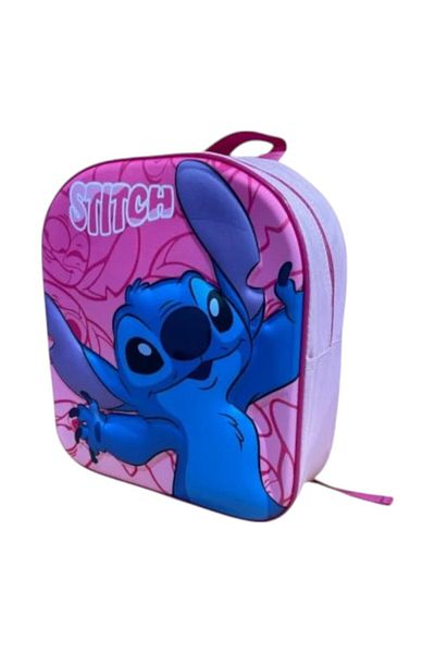 Stitch 3D Children's Backpack, 30x26x10 Cm, Pink, Adjustable Straps,
