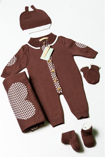 ZENİ BABY Newborn 5-Piece Knitted Knitwear Jumpsuit Set